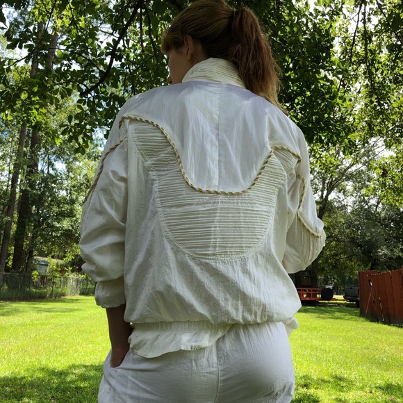 Vintage 80s white & gold tracksuit unisex - Picture 6 of 7